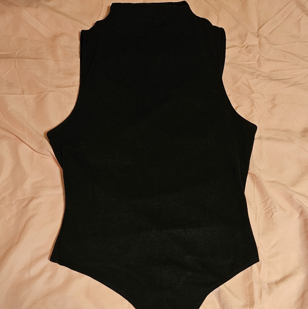 Black Sleeveless Ladies Thong One-Piece Bodysuit